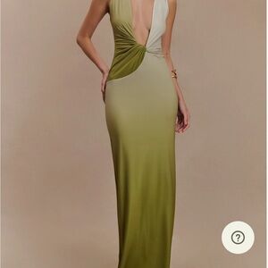 Meshki Stella Elegant Olive Green Evening Gown